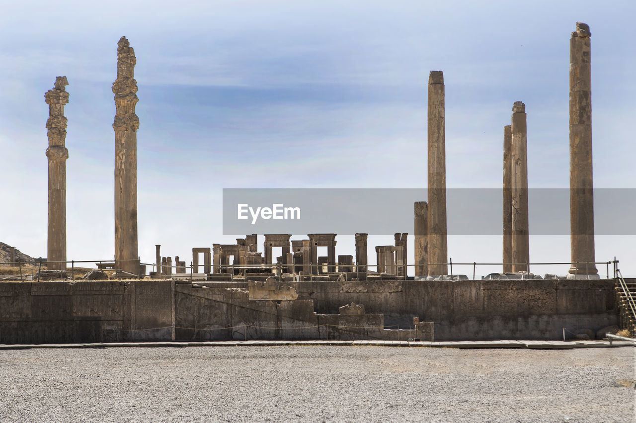 View of factory against sky persepolis history iran shiraz 