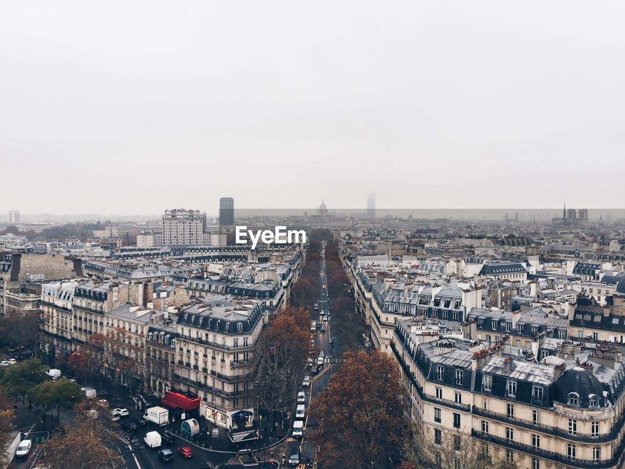 Aerial view of paris, looking south