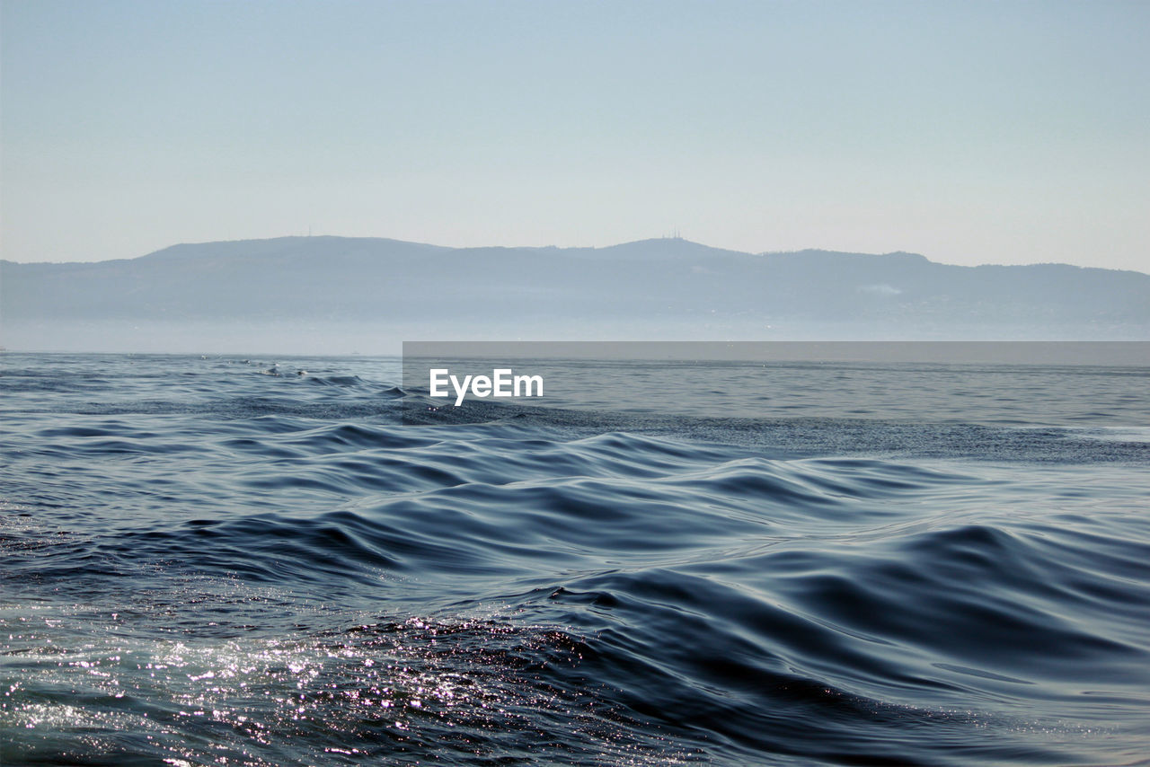 Scenic view of sea against clear sky