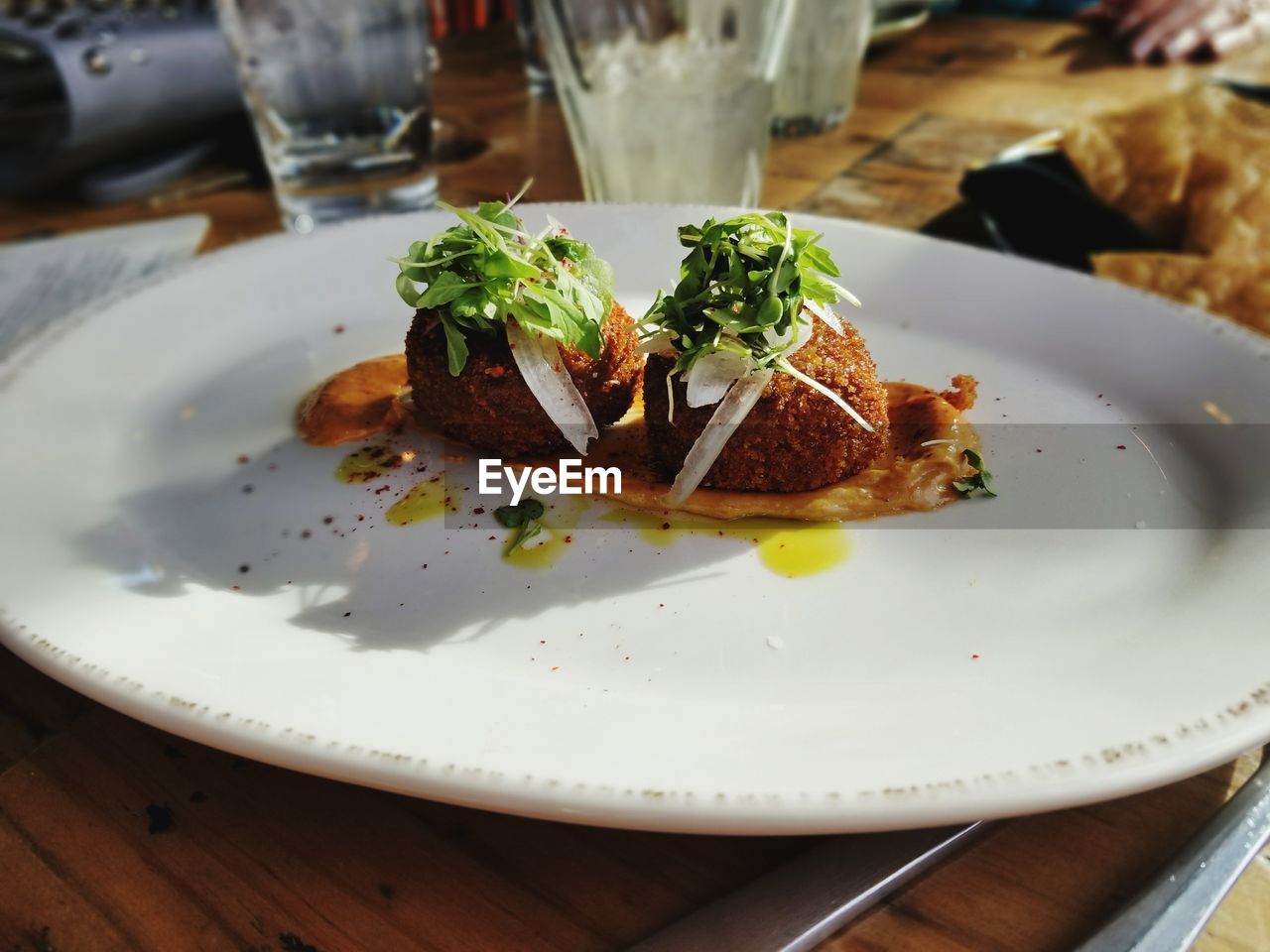 Close-up of food in plate on table