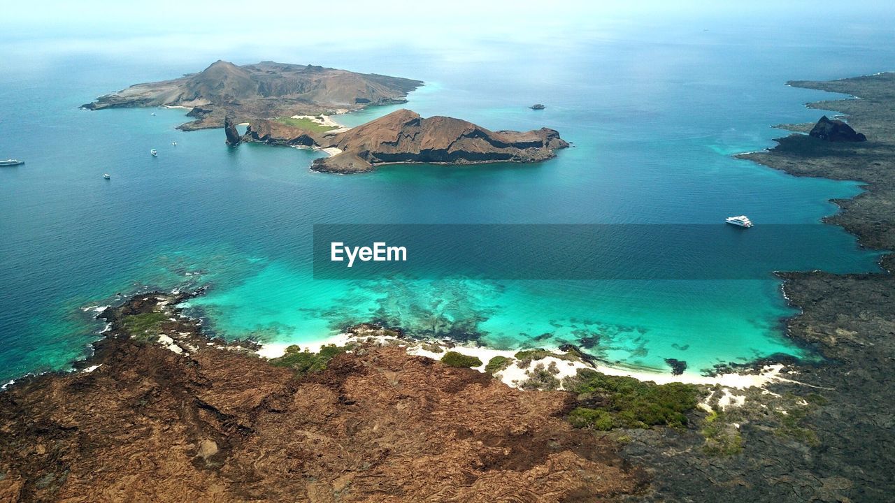 High angle view of sea and rocks