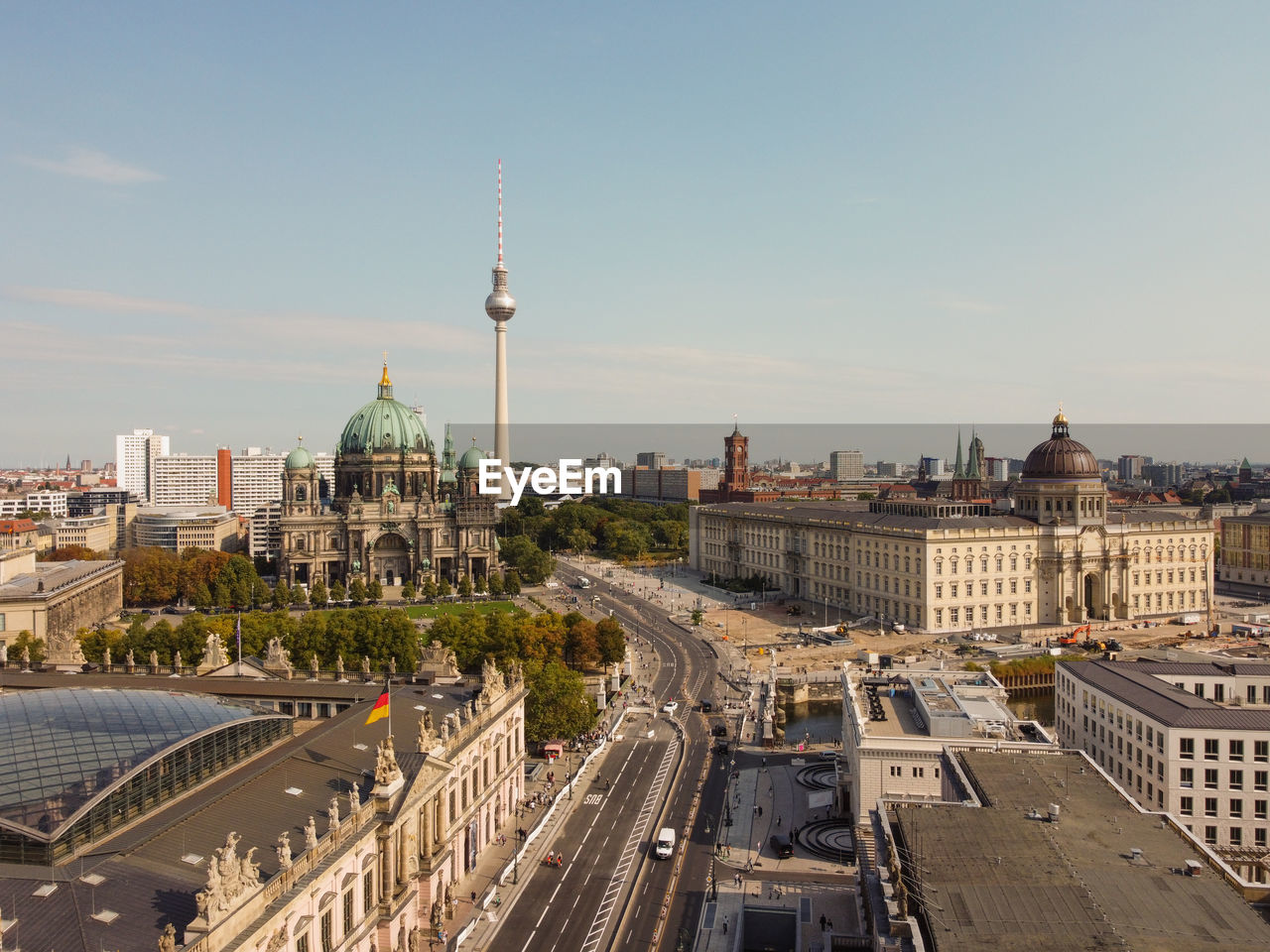 Berlin cityscape with berlin cathedral and television tower, germany