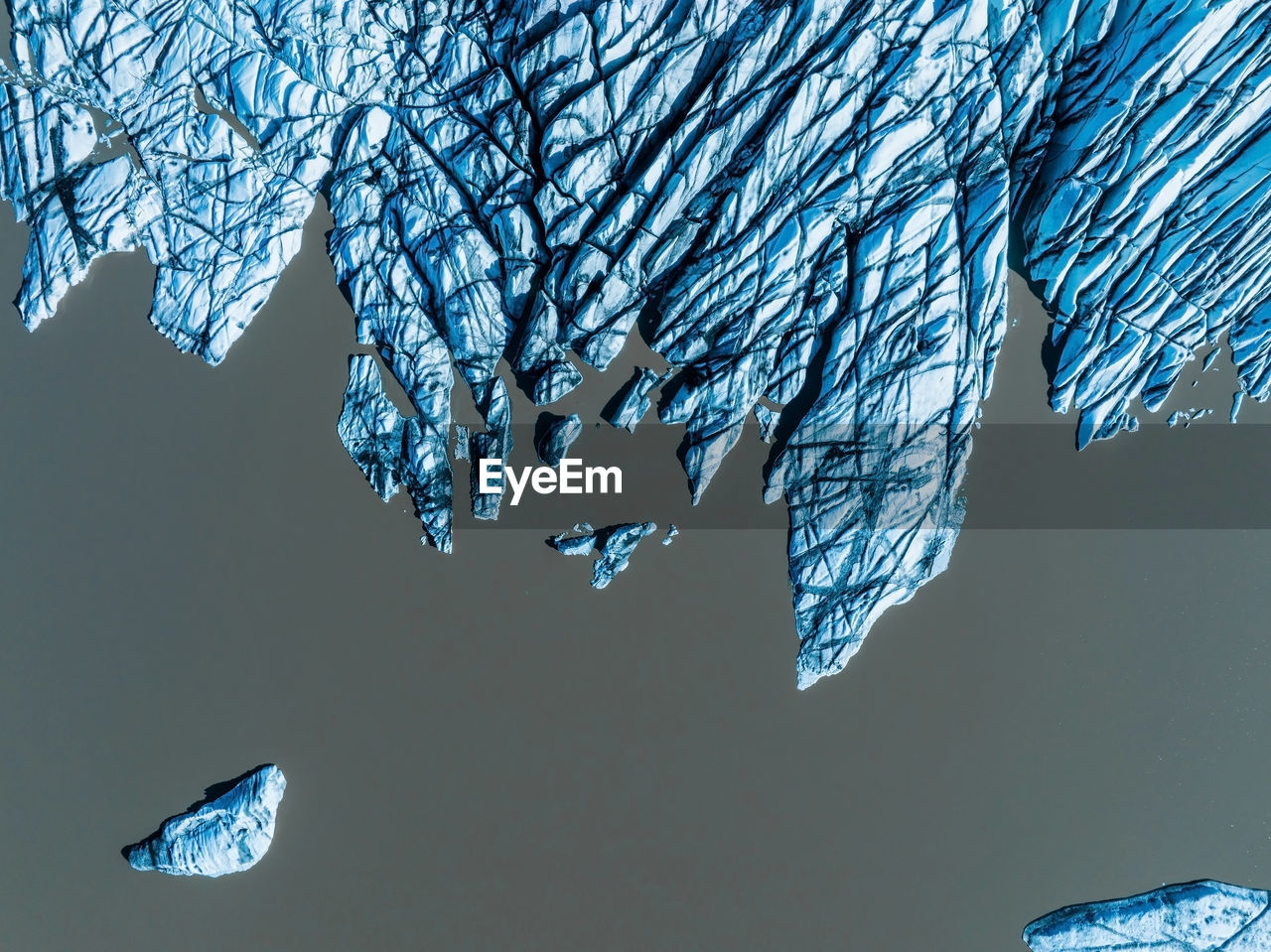 Aerial panoramic view of the skaftafell glacier, iceland