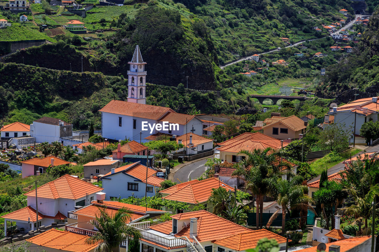 High angle view of townscape by building