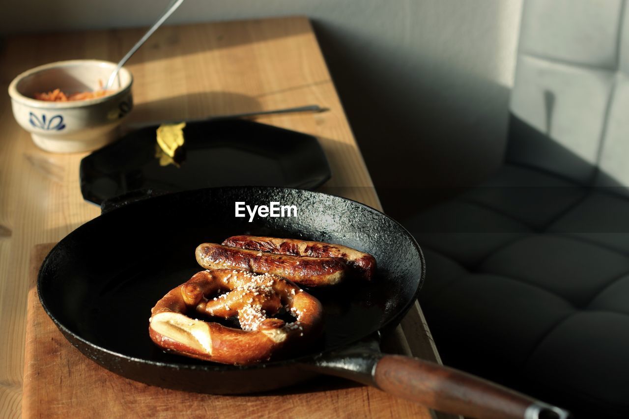 High angle view of food on table