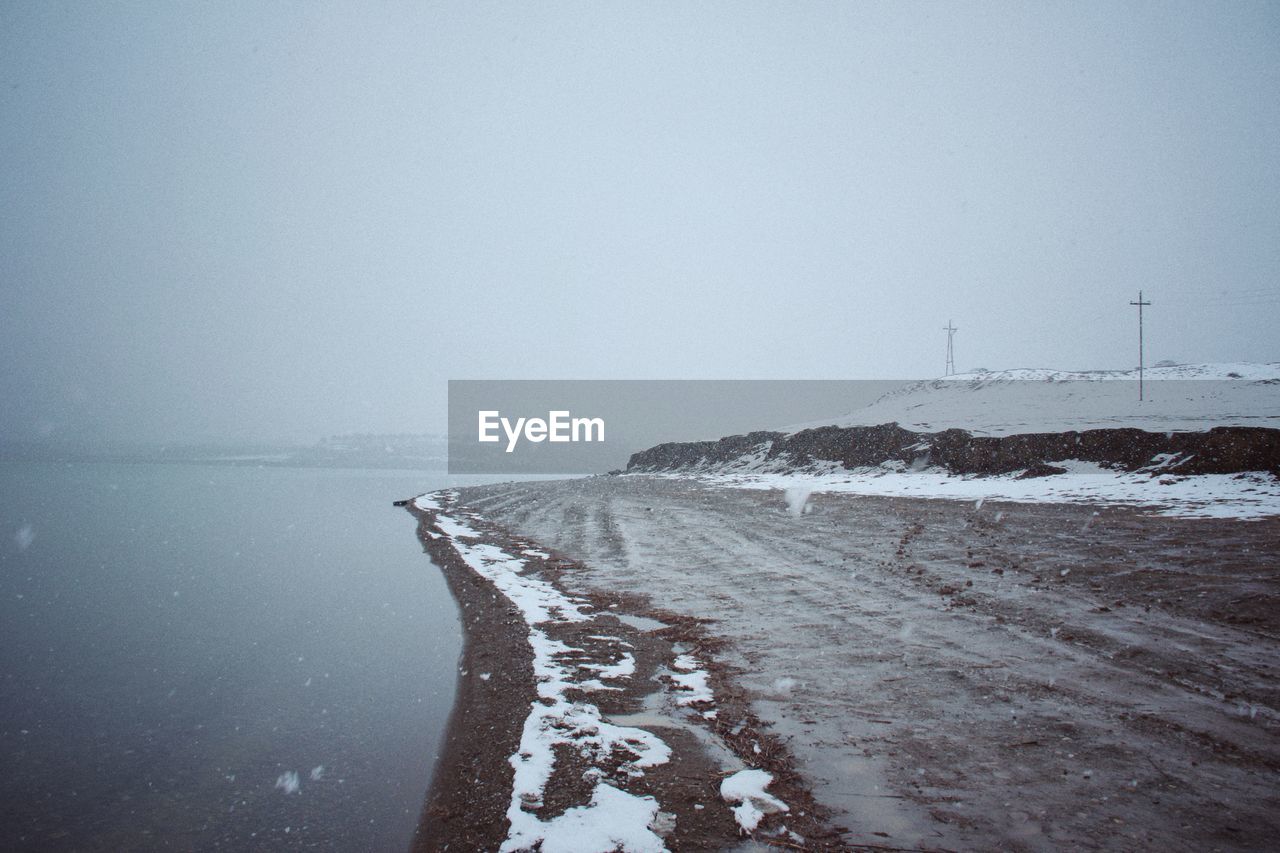 high angle view of sea against clear sky