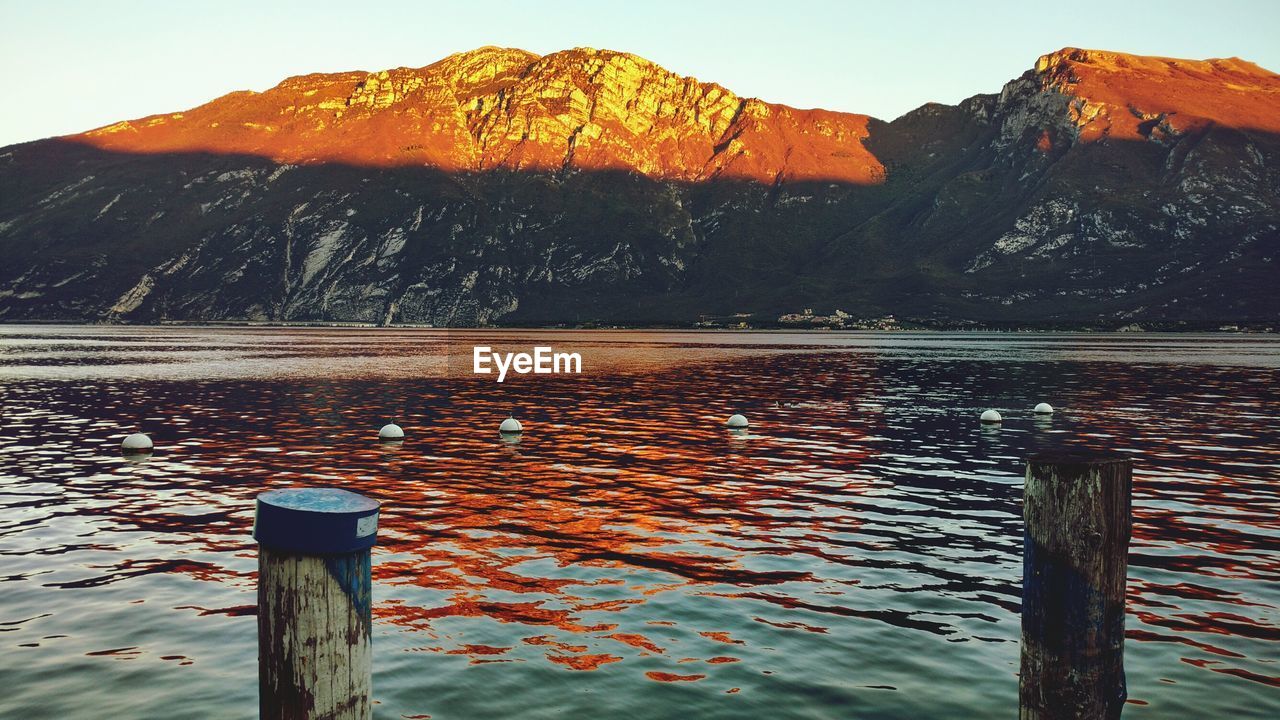 Scenic view of lake against mountain