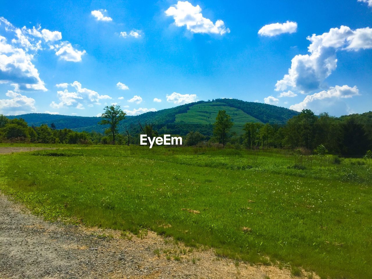 SCENIC VIEW OF LAND AND MOUNTAINS AGAINST SKY