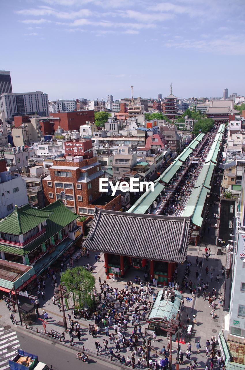 High angle view of asakusa in tokyo