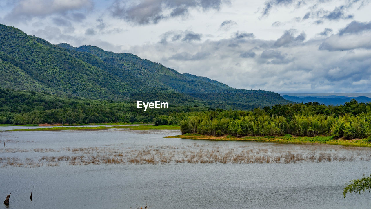 Scenic view of lake against sky