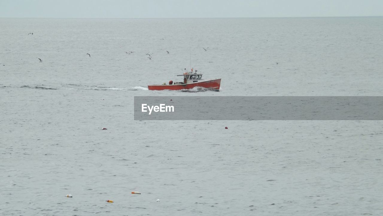 Boat sailing in sea