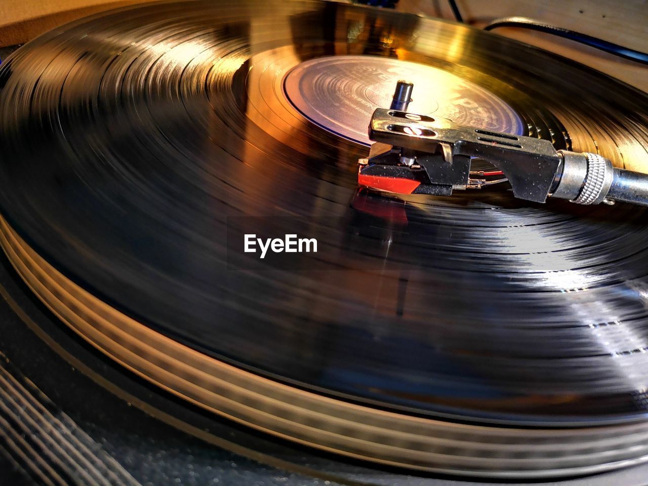 Close up of a turntable