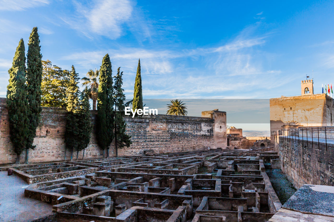 The arms square  or plaza de armas with the foundations of an old building in the alhambra