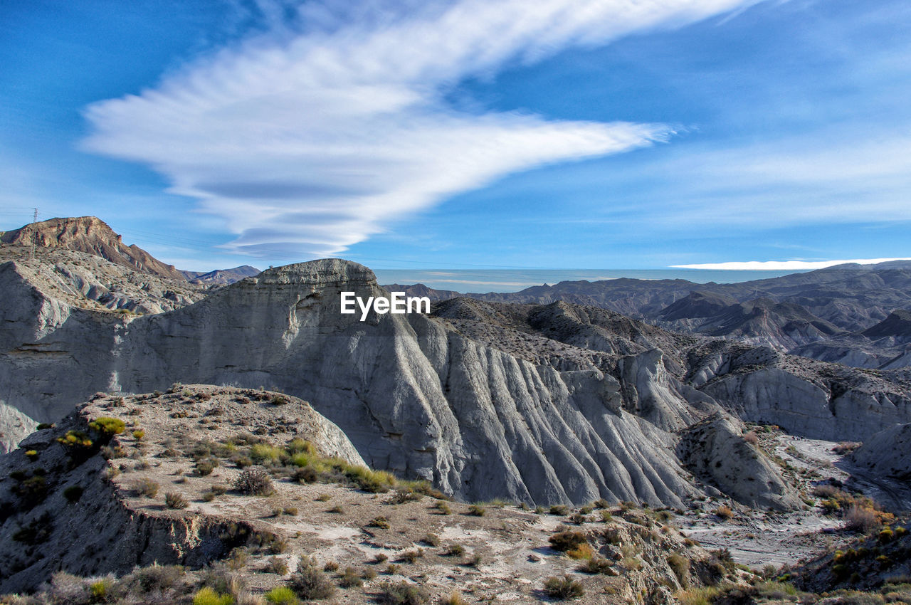 Scenic view of mountains against sky