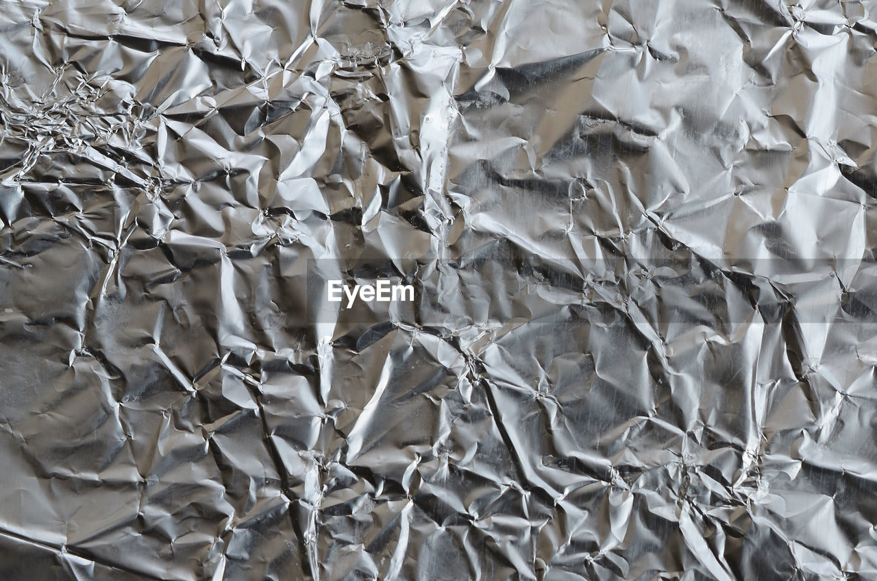 Full frame shot of crumpled foil