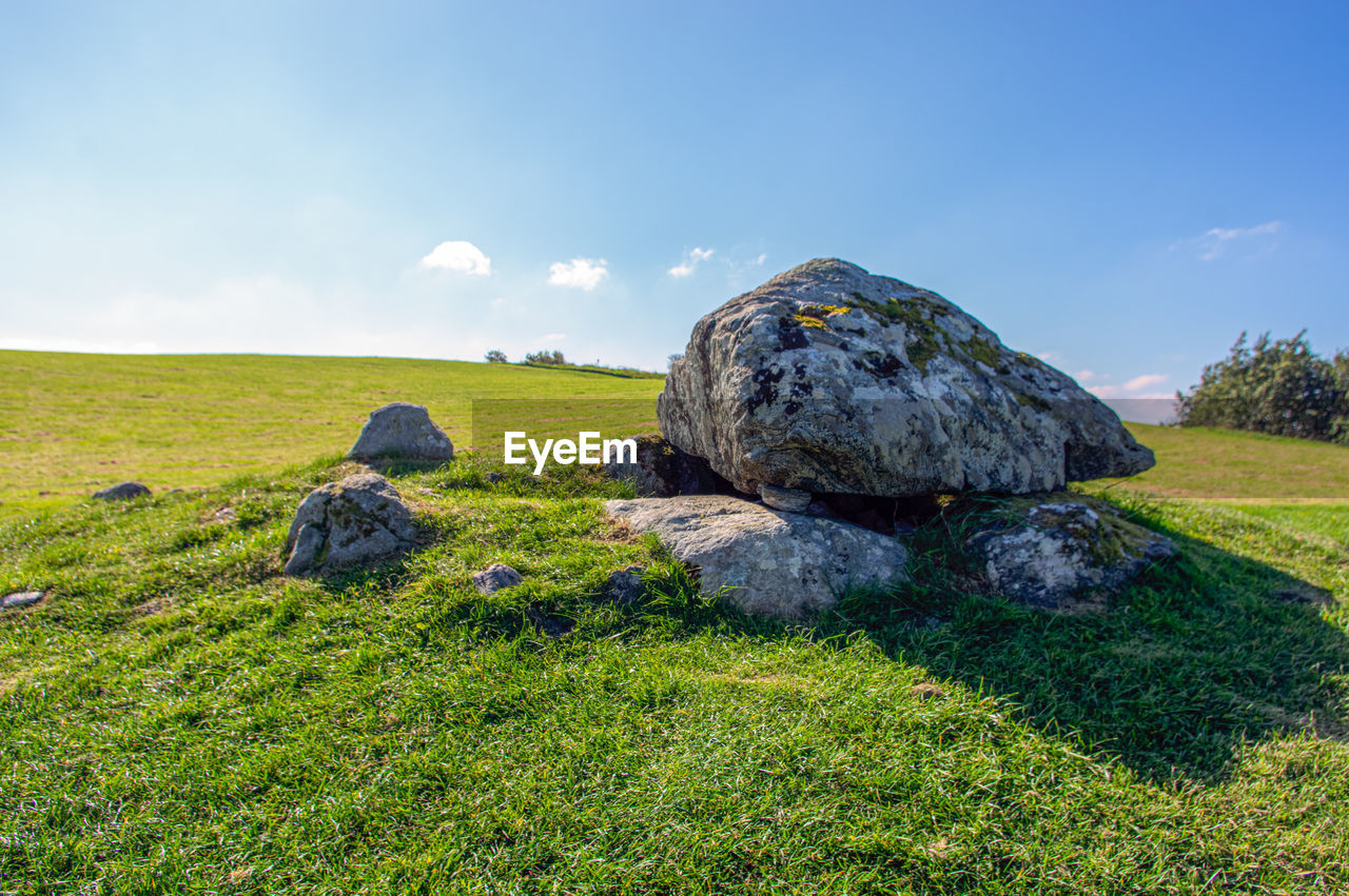 SCENIC VIEW OF ROCKS ON FIELD