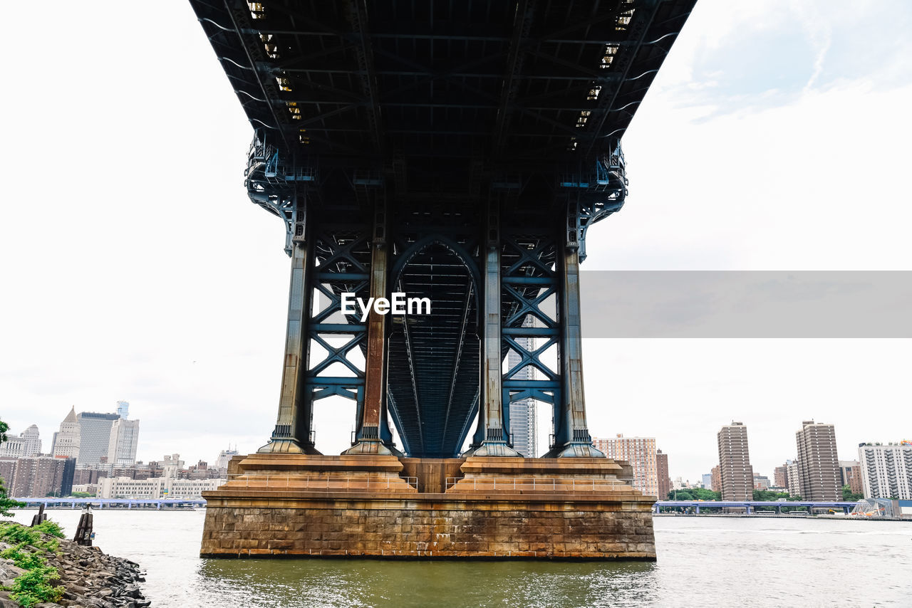 Manhattan bridge and east river in new york city