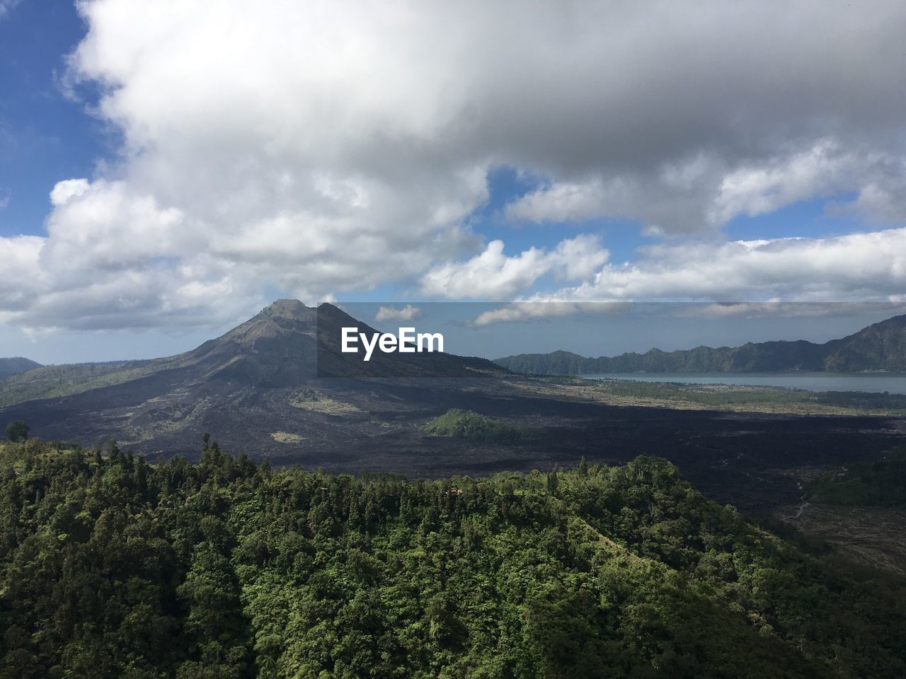 Aerial view of mountains against cloudy sky