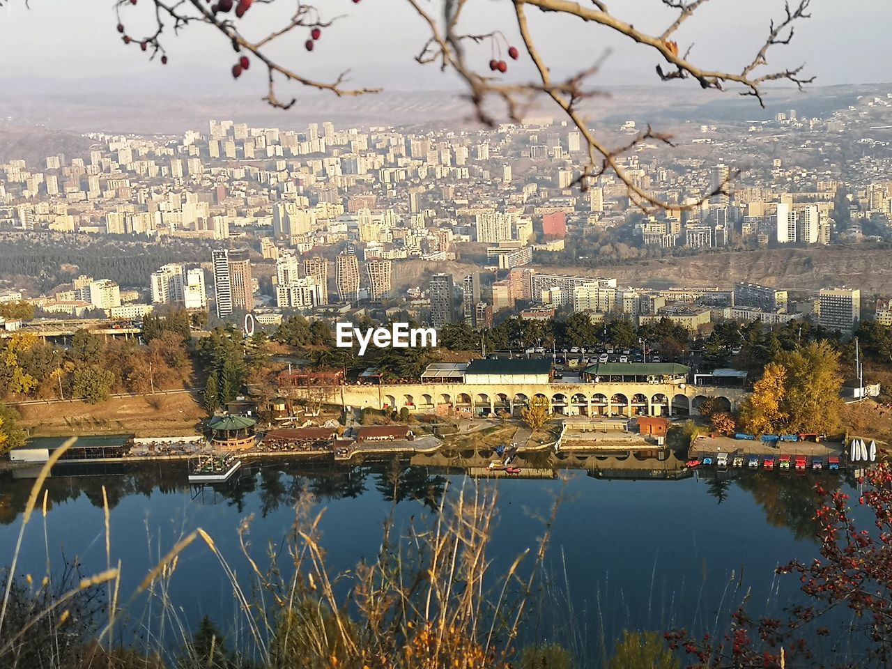 Aerial view of city buildings