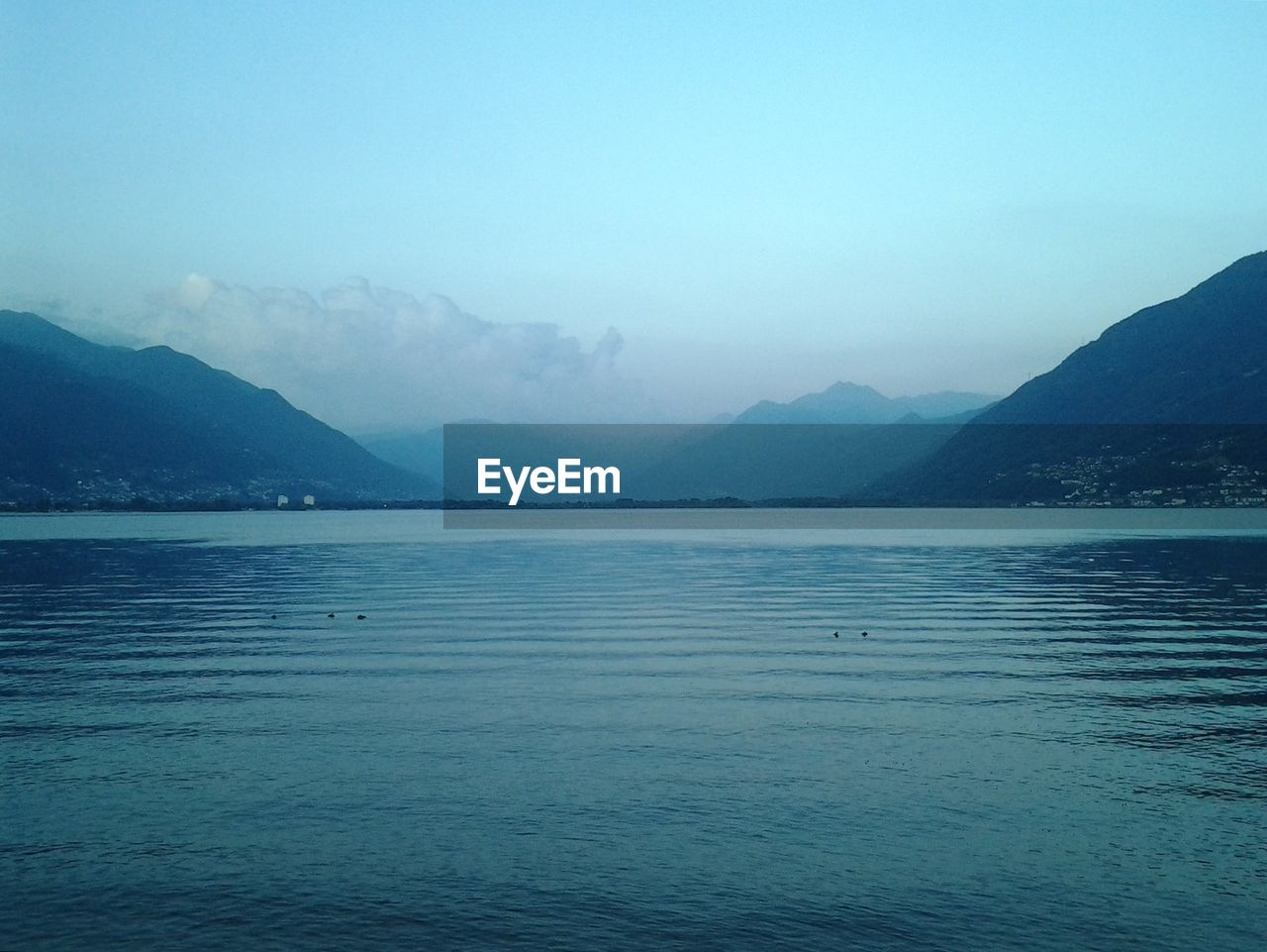 Scenic view of lake against clear sky