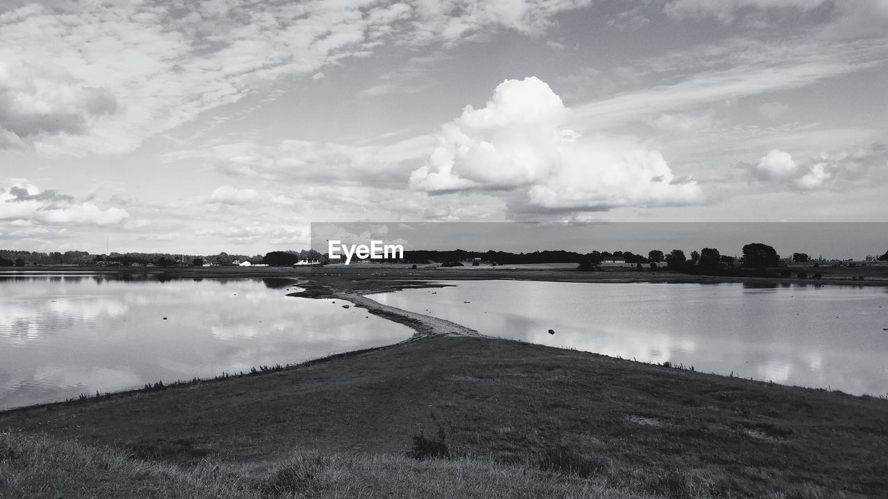 Scenic view of lake against sky