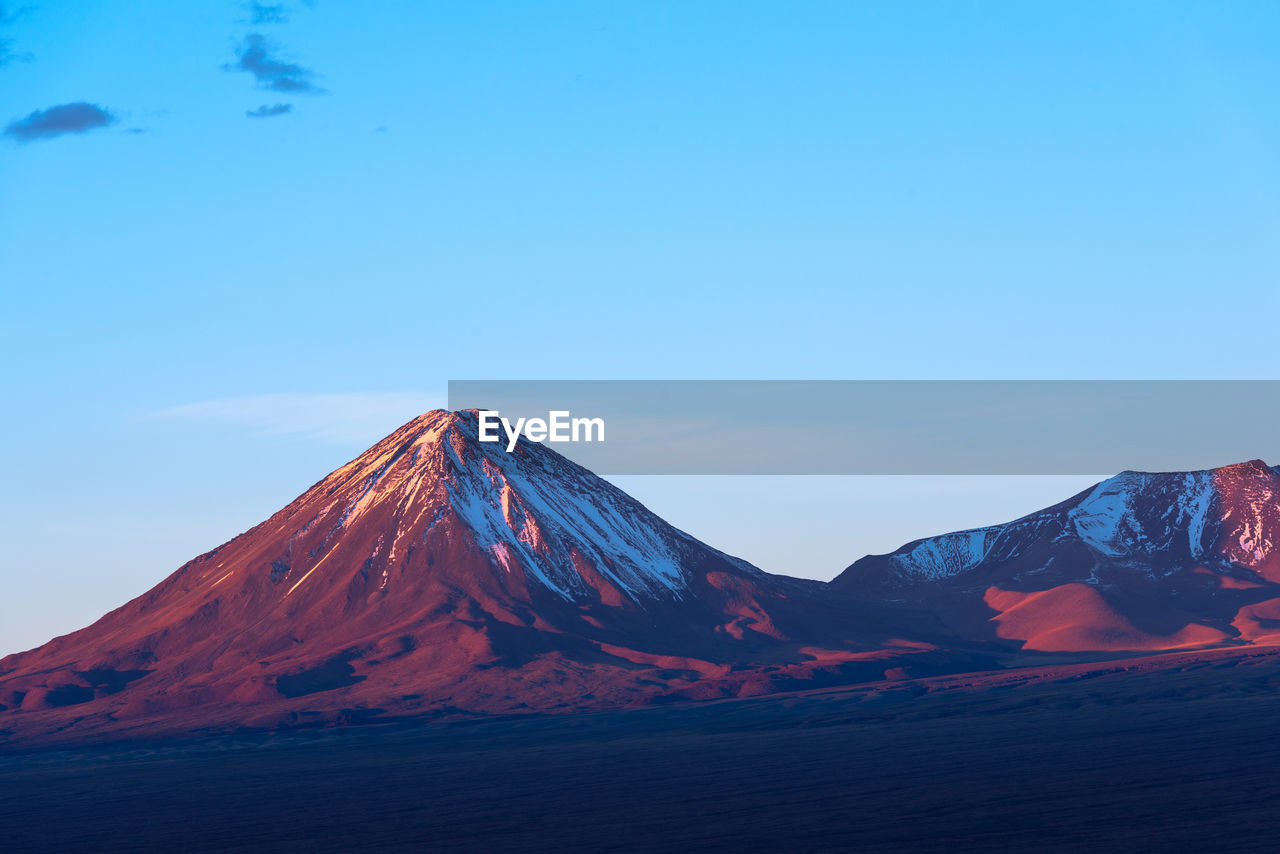 Licancabur volcano at sunset, san pedro de atacama, atacama desert, chile, south america