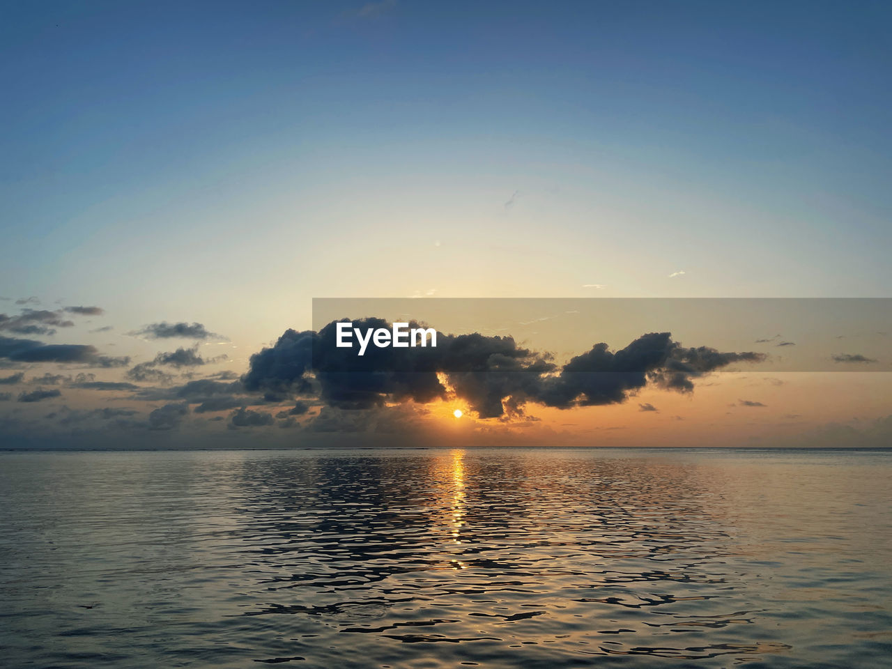 scenic view of sea against clear sky during sunset