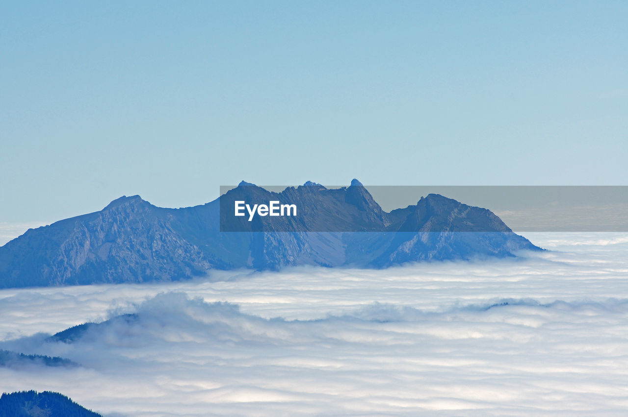 Scenic view of mountains against clear sky