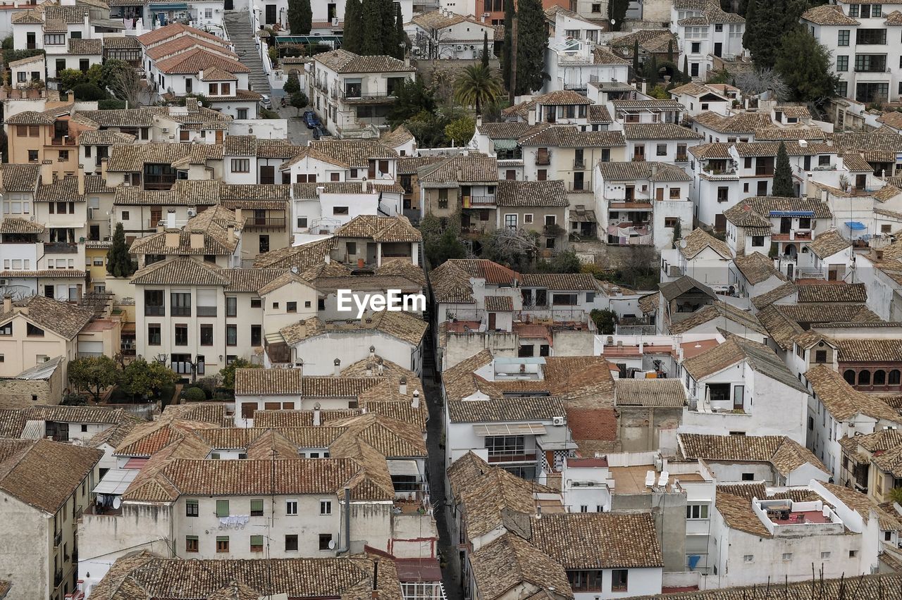 High angle view of residential district