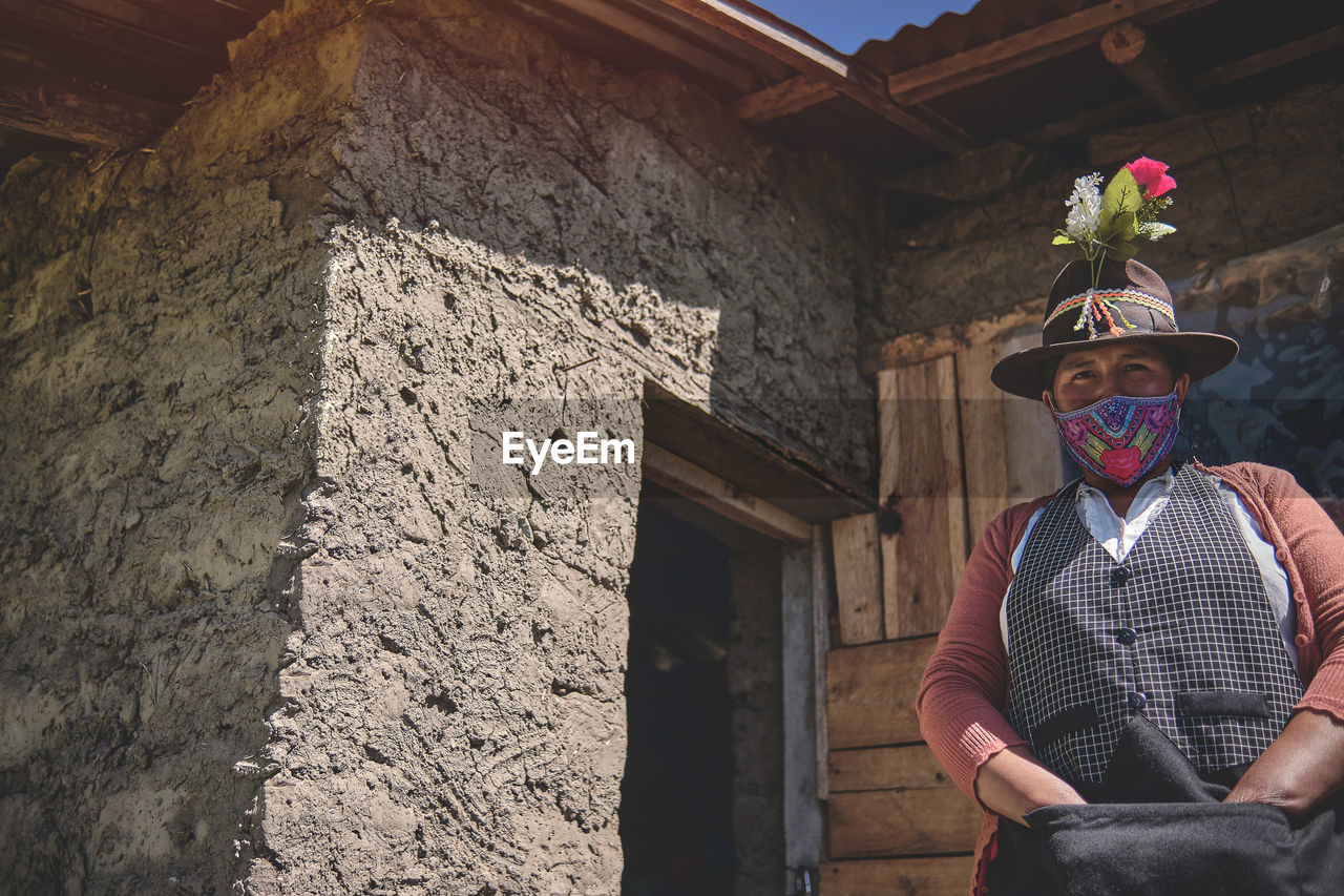 Portrait of mayan woman with typical costume, hispanic young woman with colorful traditional.