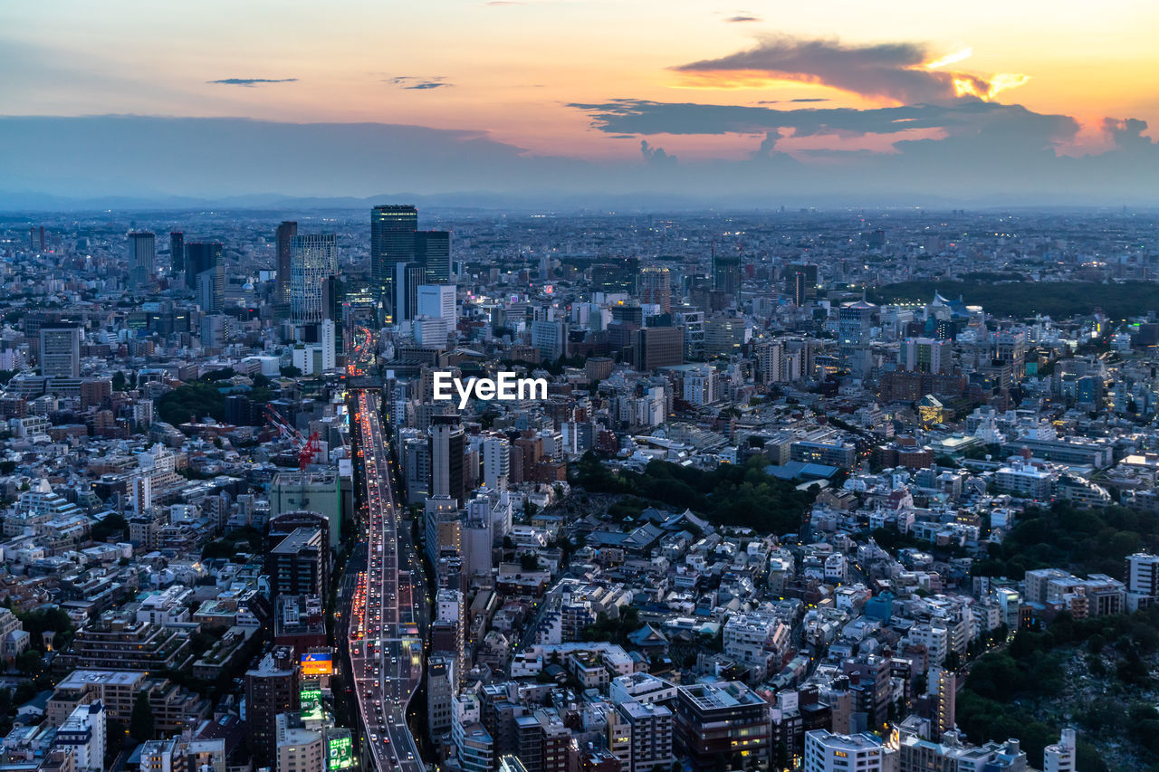 Aerial view of buildings in city