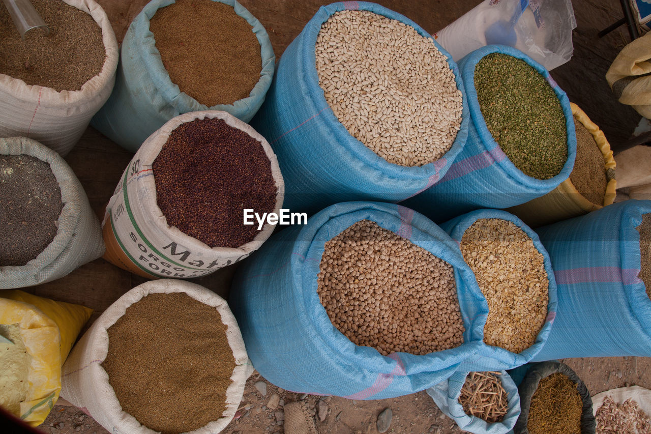Pulses and grains for sale at the market