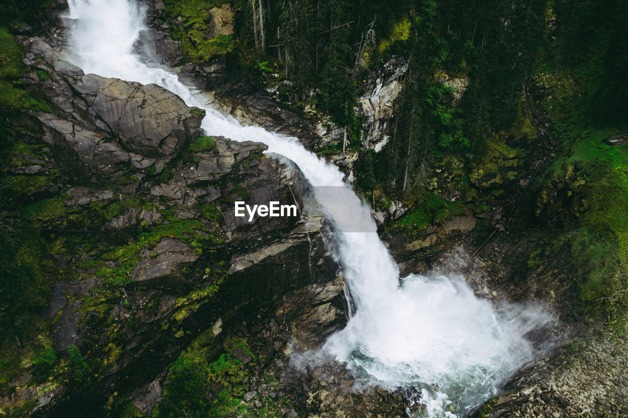 Aerial image of scenic krimml waterfalls, austria