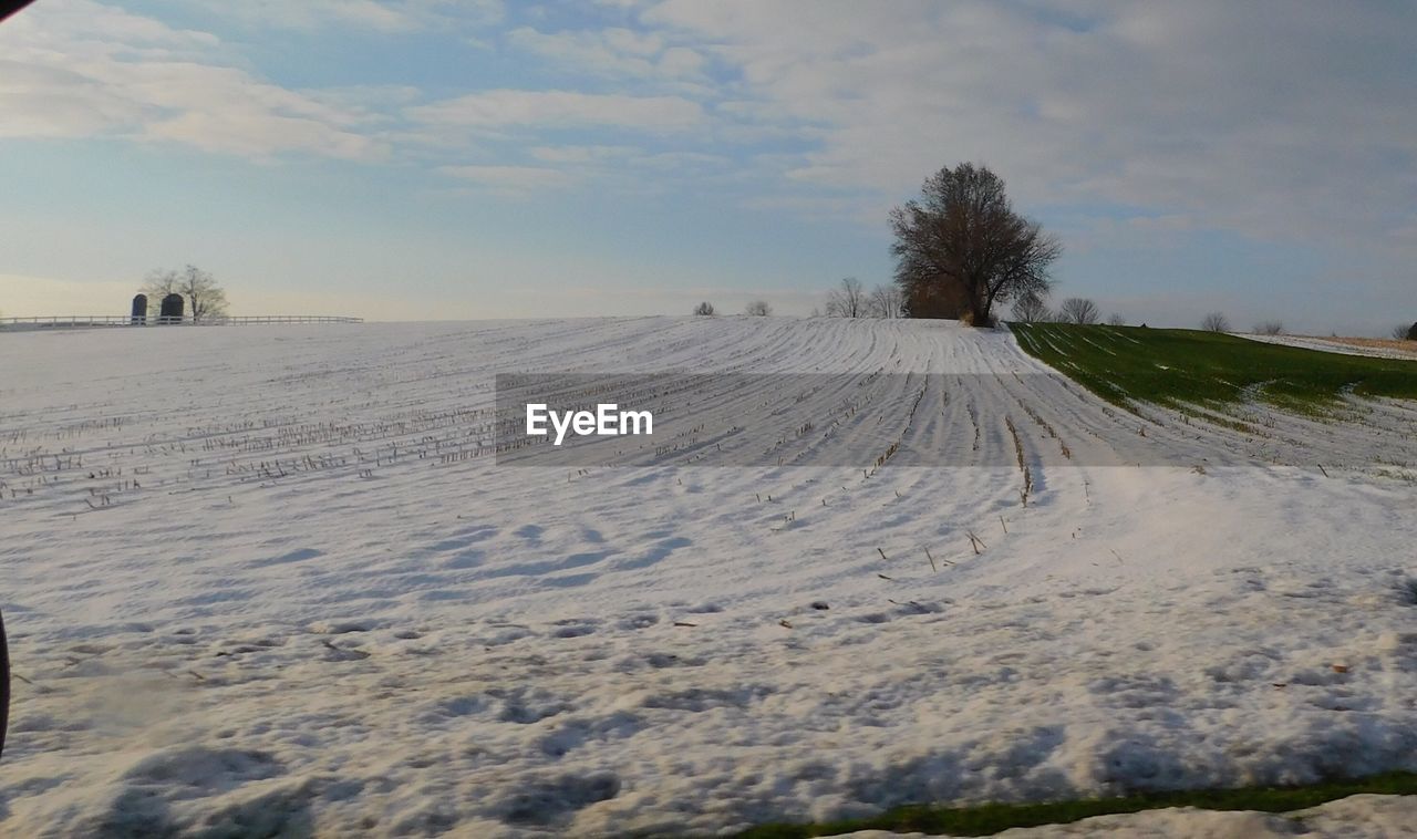 SCENIC VIEW OF SNOW COVERED LAND