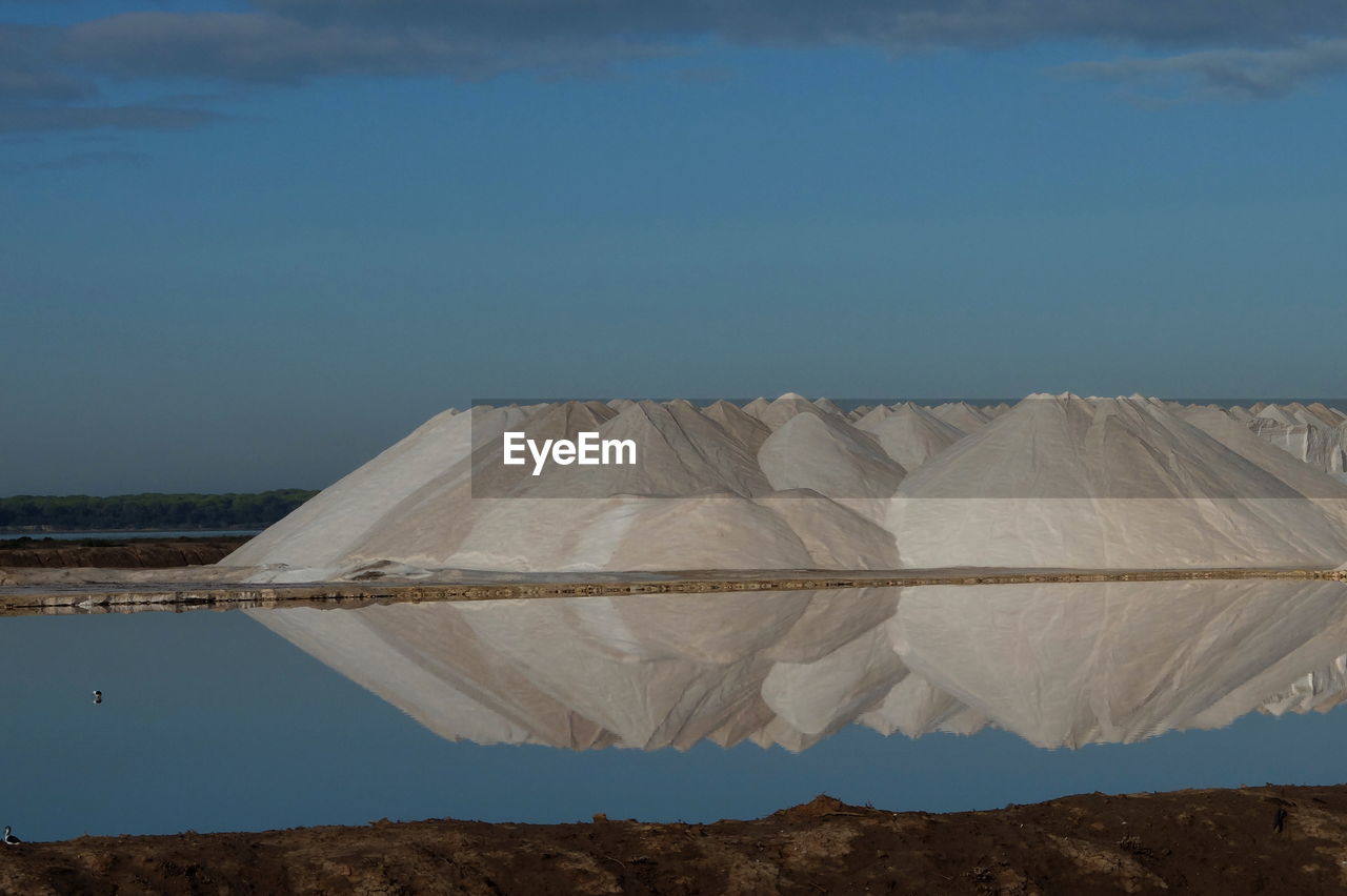 PANORAMIC VIEW OF BLUE LAKE AGAINST SKY