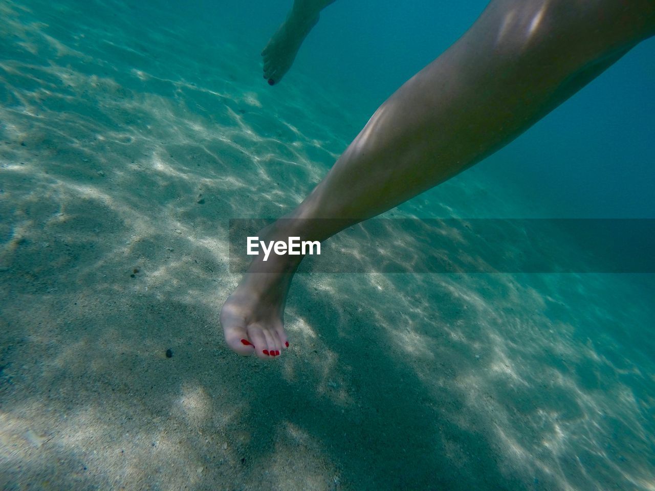 Low section of woman swimming in sea