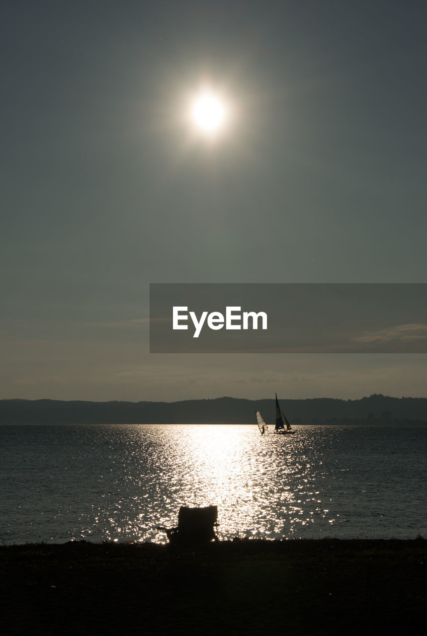 Scenic view of sea against sky at sunset