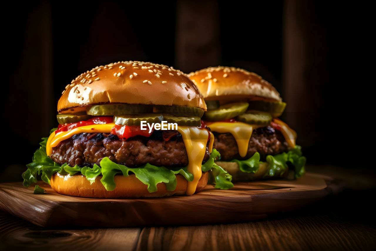 close-up of burger in plate