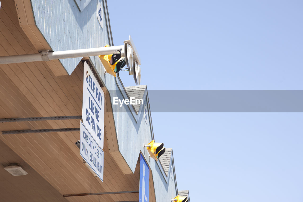 LOW ANGLE VIEW OF FLAGS HANGING AGAINST BUILDING