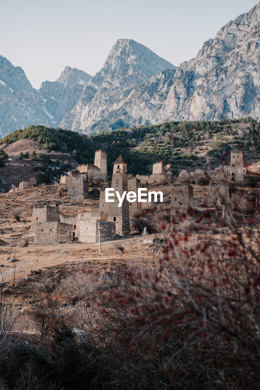 BUILDINGS IN A MOUNTAIN