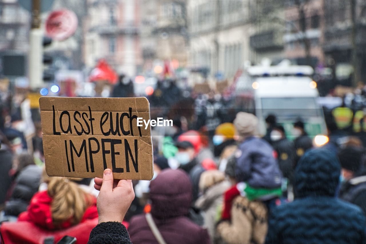 People in city during protest