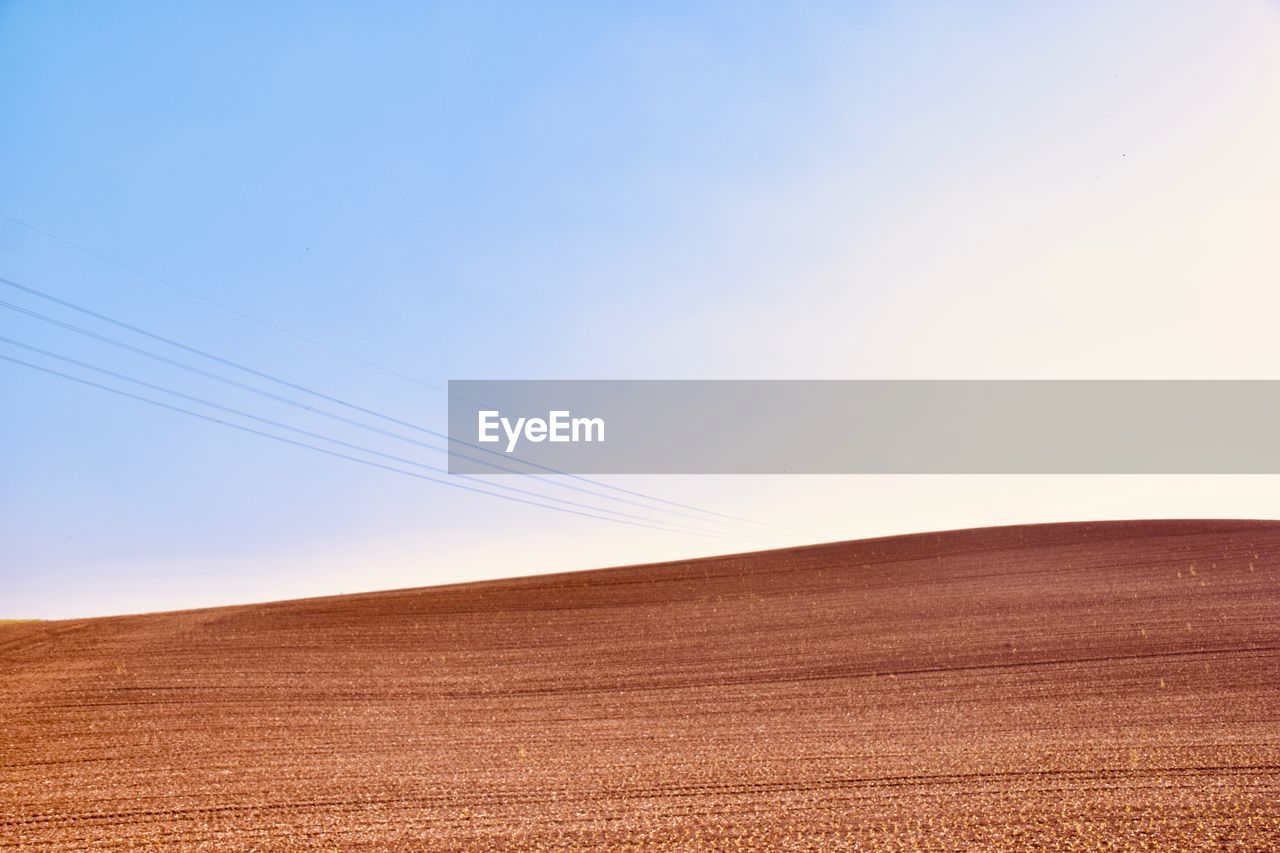 Scenic view of field against clear sky