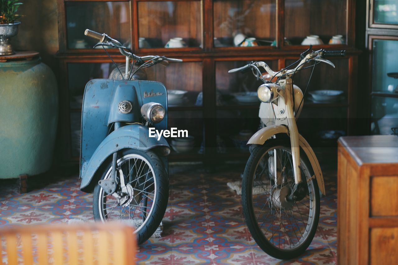 BICYCLES PARKED IN A HORSE