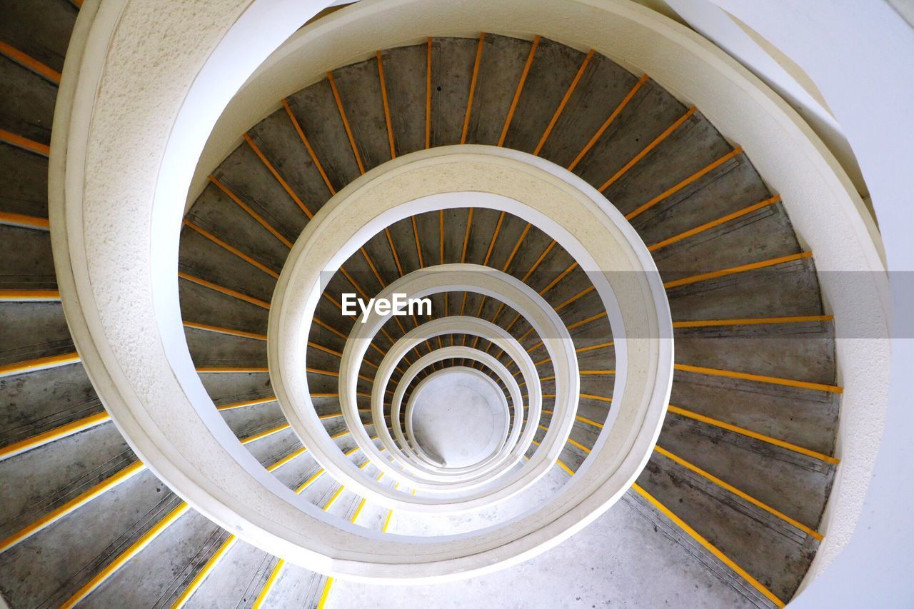 High angle view of spiral stairs