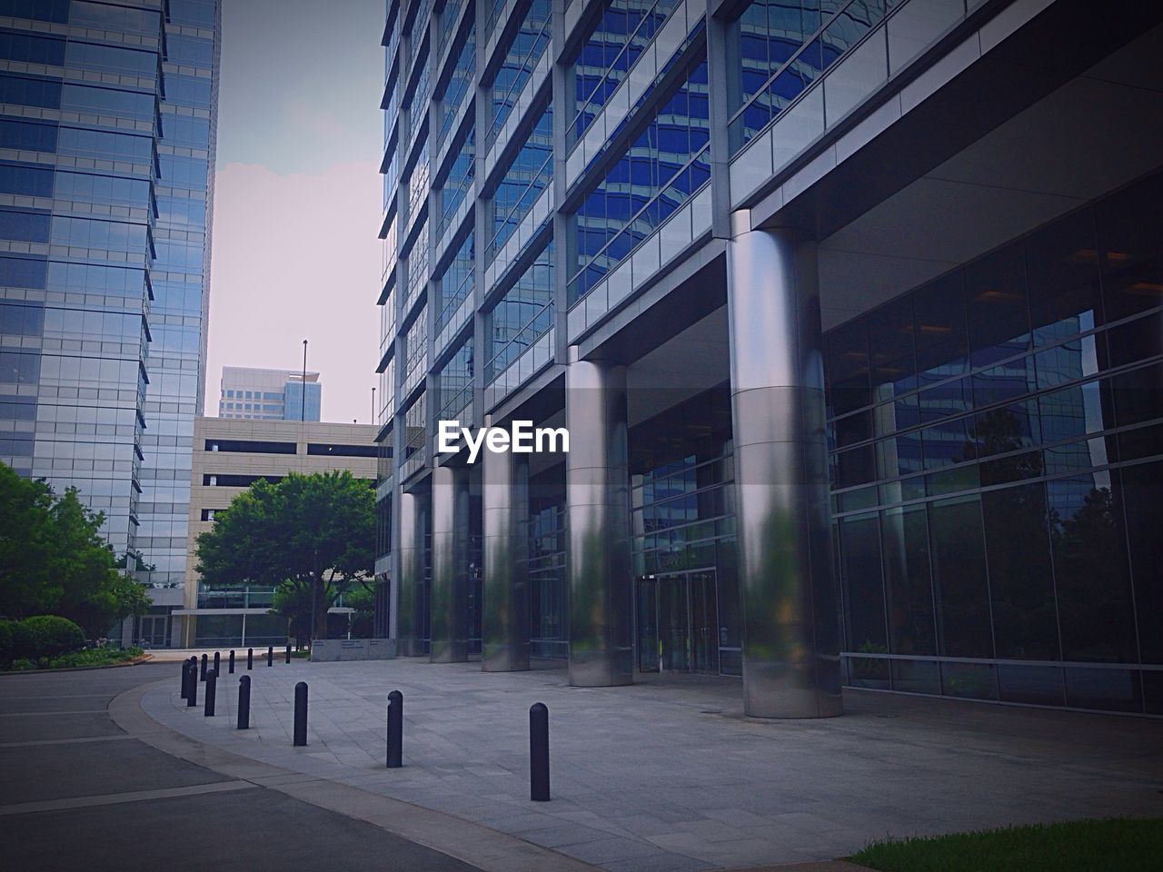 Reflective columns of modern office building