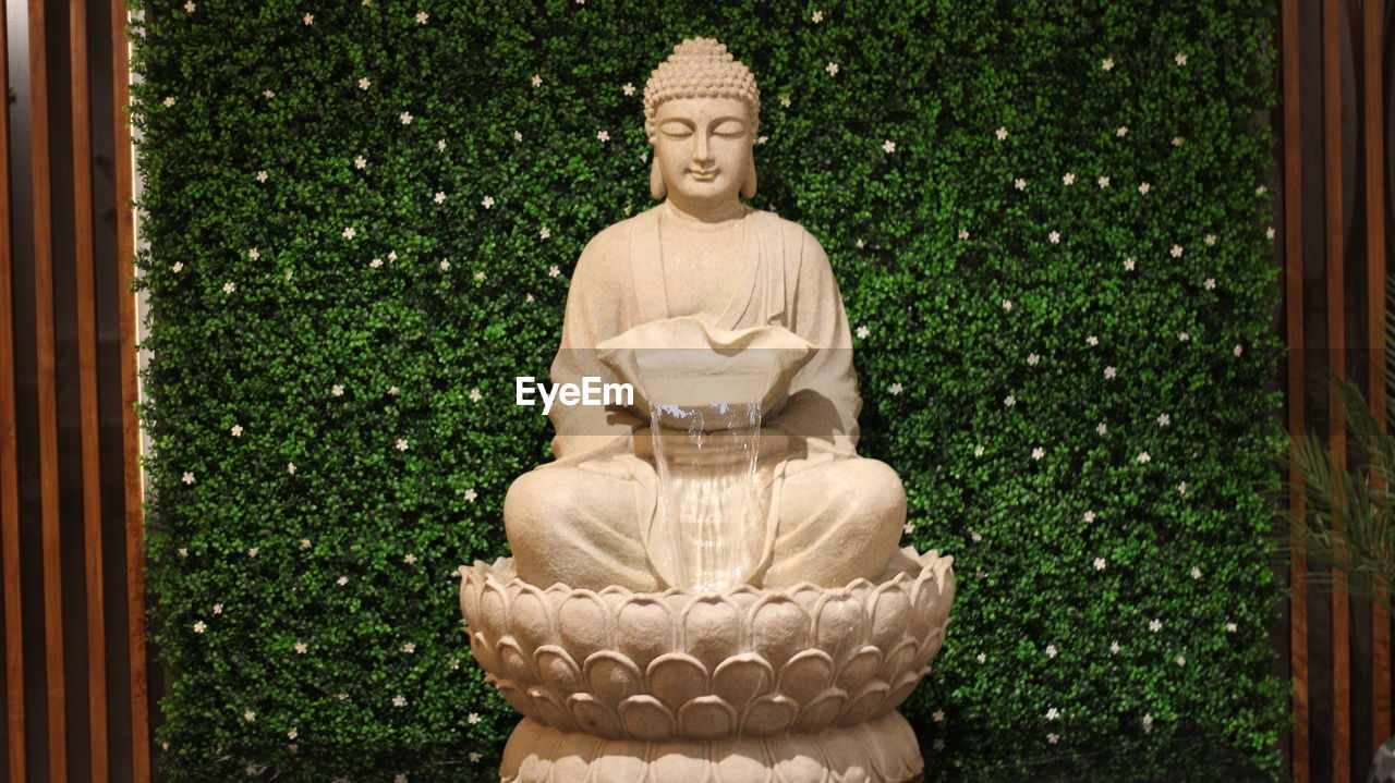 Statue of buddha against plants