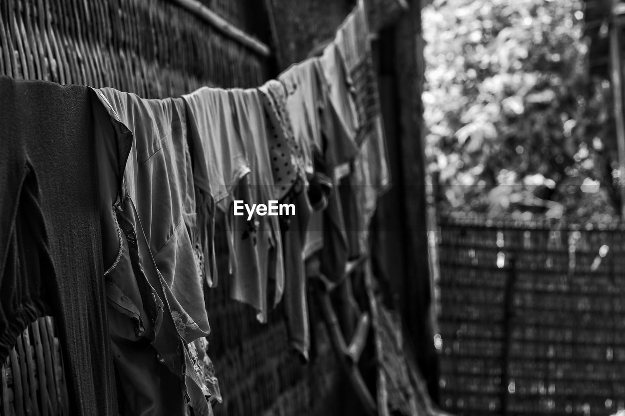 Clothing hanging from clothesline