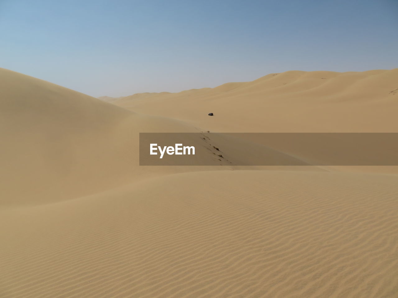 Scenic view of desert against clear sky