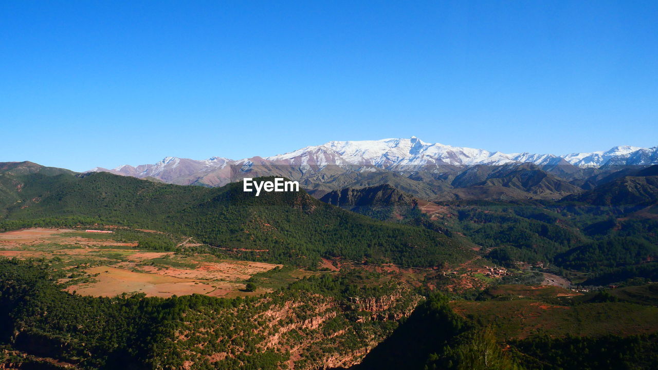 SCENIC VIEW OF MOUNTAINS AGAINST CLEAR SKY