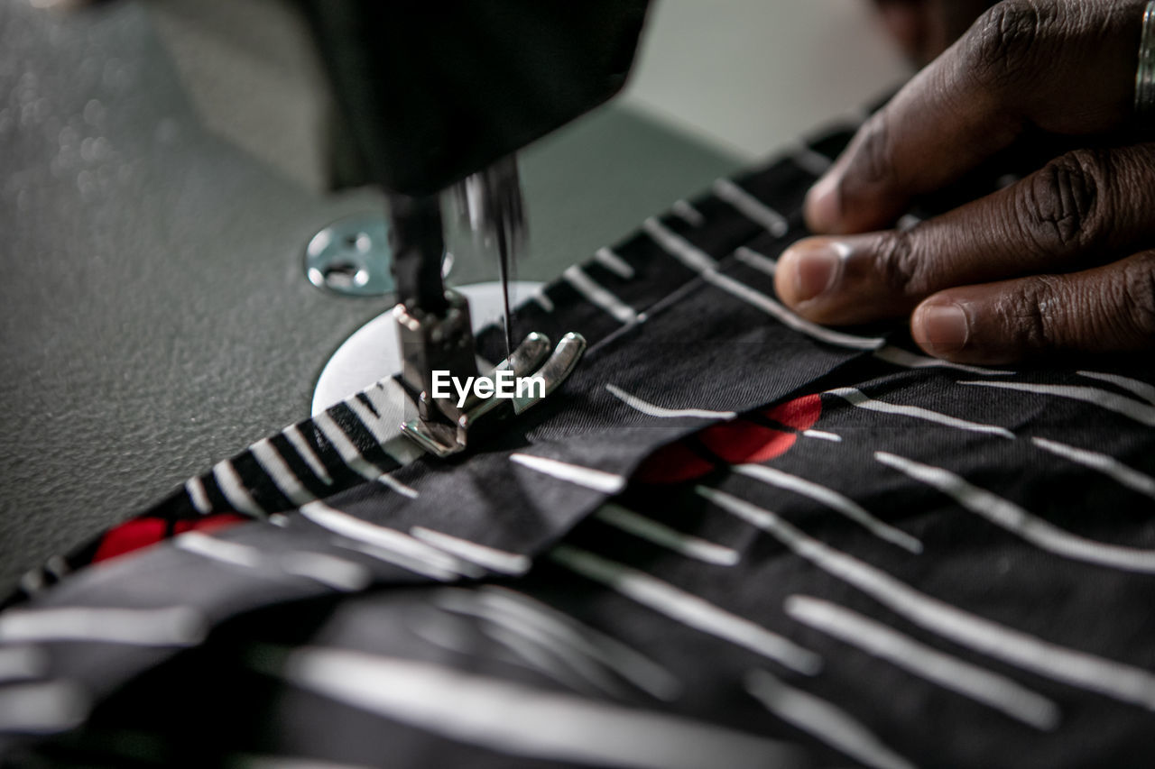 Close-up of hands working